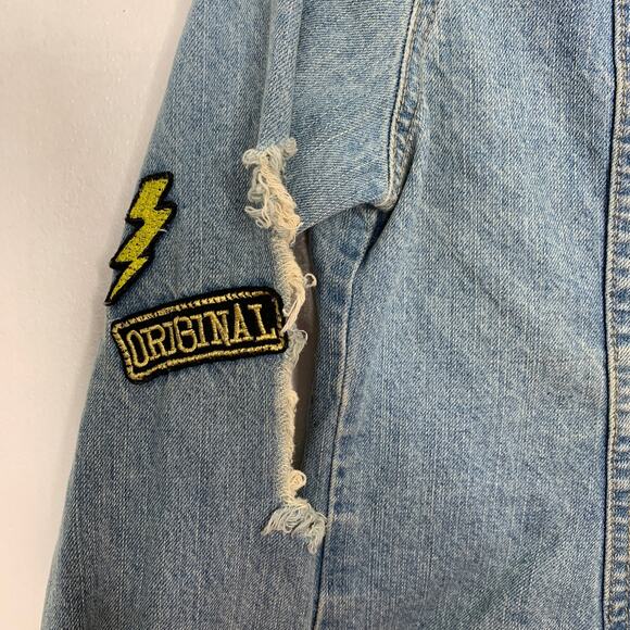 Boom Boom Jeans 90s y2k boho distressed button front denim jean jacket Medium - Picture 5 of 8